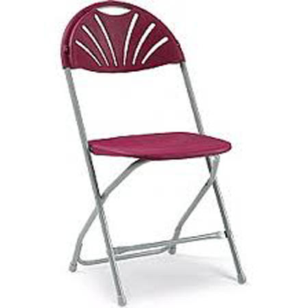 Burgundy Fan Back Samsonite Folding Chair