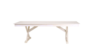 8' X 48" WHITE WASH HARVEST TABLE