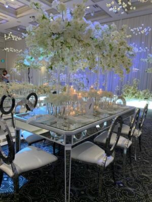 8ft SYDNEY WHITE MIRRORED DINING