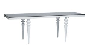 8'X42" MIRAGE WHITE TABLE ( WHITE-BLACK--MIRROR TOP )